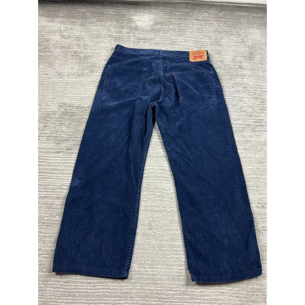 Levi's Corduroy Pants Men W34 L30 Navy Blue 569 Loose Straight Relaxed Fit Cords